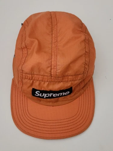 Casquette de camp SS12 SUPREME Ripstop boîte noire logo chapeau orange rare vintage 2012