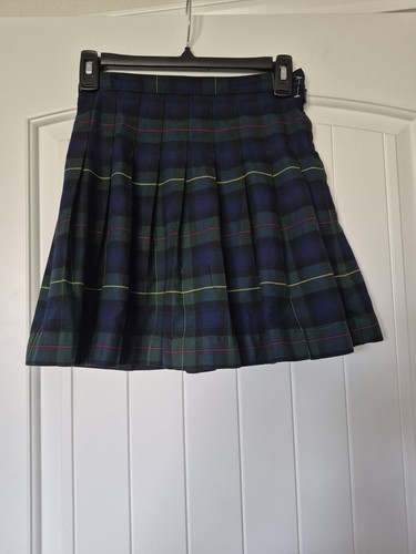 Lands' End girls size 14 Navy blue and green plaid pleated school uniform skirt - Picture 3 of 7