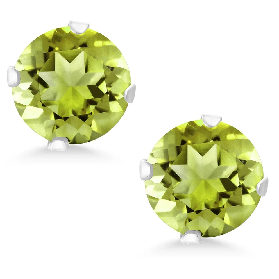 Aretes de peridoto de plata de ley 925 para mujer (2,00 quilates, piedras preciosas Foto 2 de 4