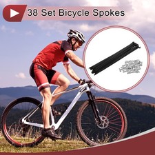 38 Set 14G Bicycle Spoke 176 mm 14G Bike Wheel Spoke Carbon Steel Black