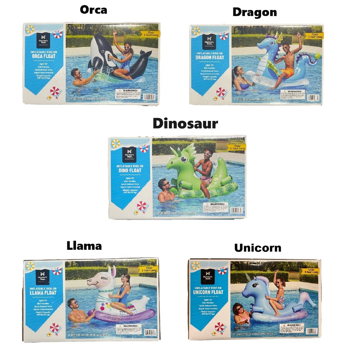 Member's Mark Fun Inflatable Ride On Pool Float with Side
