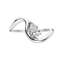 950 Platinum 1.00 Carat Pear Cut Lab Created Diamond Solitaire Engagement Ring