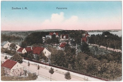 alte Ak Zeuthen, Panorama, gelaufen 1916