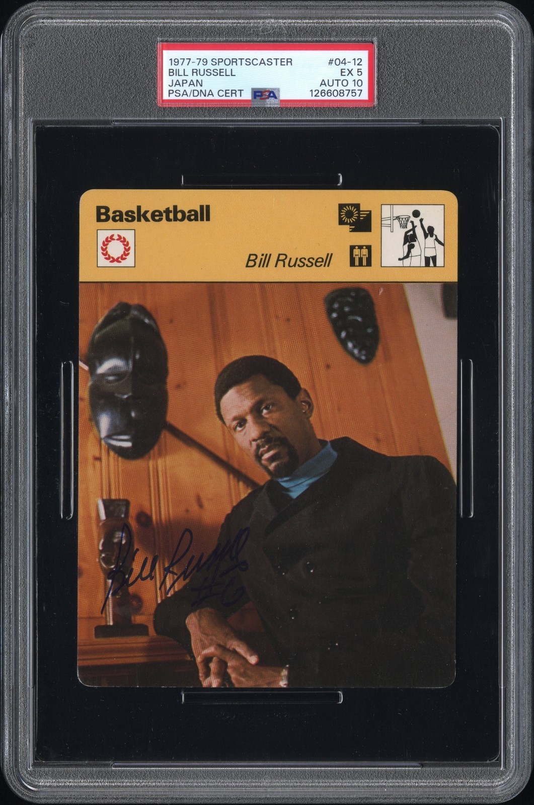Bill Russell Autographed Signed 1977-79 Sportscaster Japan PSA 5 AUTO 10 DUAL GRADE HIGHEST 