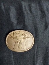 Vintage MARLBORO Longhorn Bull Belt Buckle Solid Brass 1987 Phillip Morris