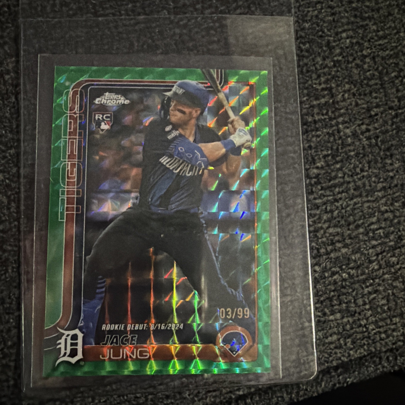 2025 Topps Chrome Update Jace Jung /99 RC Rookie Debut Green Geometric Refractor