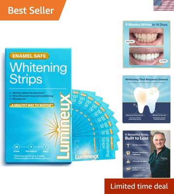 Teeth Whitening Strips Kit - 9 Treatments 1  - Peroxide Free - Enamel Safe fo...