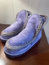 Mou Eskimo Boots Size 8 Purple Crochet Suede Ankle Boots