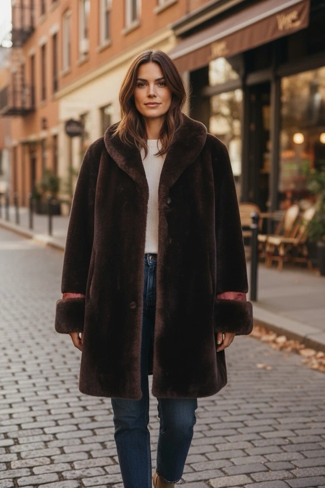 Винтажный 1950-х годов Vogue Сан-Антонио бордовый норковая шуба атласная подкладка монограмма - Изображение 2 из 4