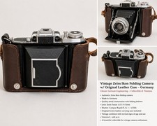 ZEISS IKON Ikonta Tessar Folding Camera 6x9 Black w/ Brown Leather Case