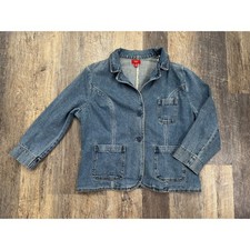 Mossimo Womens XL Blue Denim Blazer Jacket Button Front 3 Pocket Medium Wash