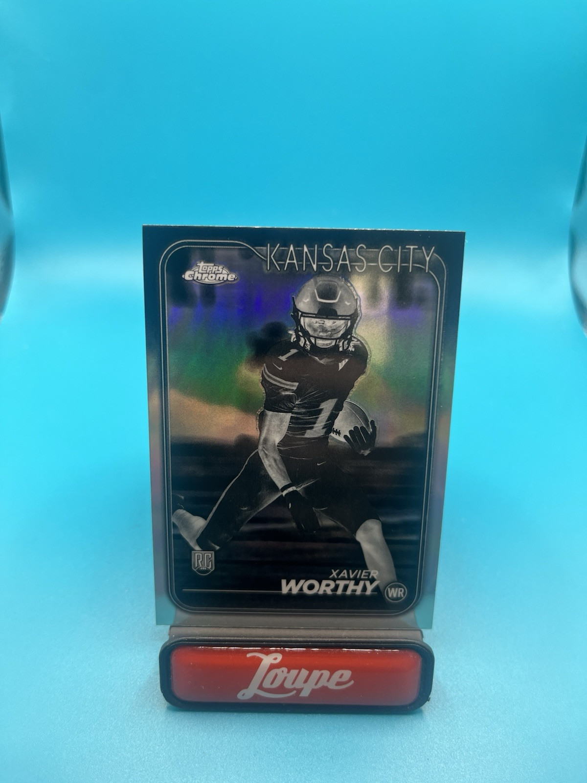 Xavier Worthy 2024 Topps Chrome Negative Refractor SP RC #208 Kansas City Chiefs