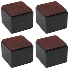Bonsicoky 4 Pcs Self-Adhesive Furniture Bed Risers, Square Heavy Duty Carbon ...