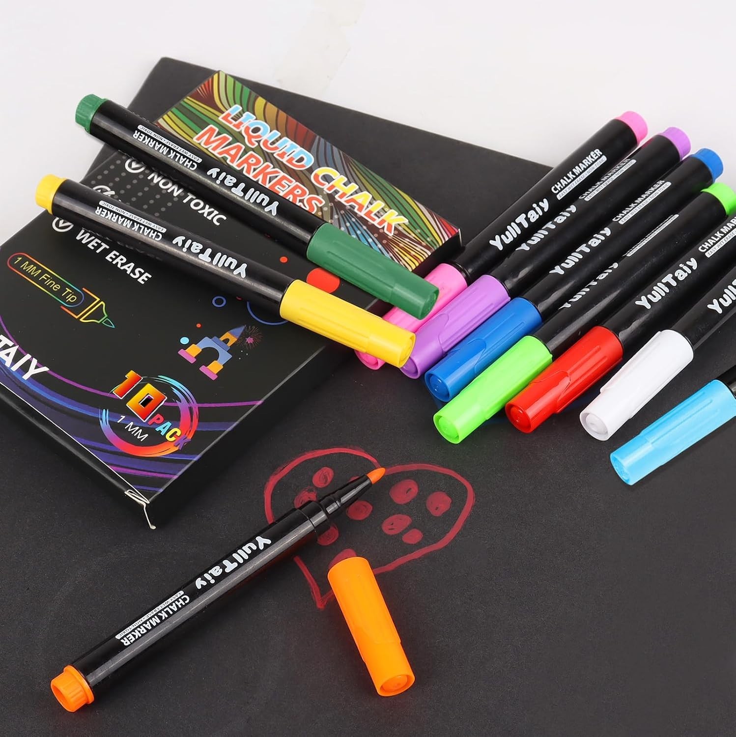 10 Liquid Chalk Markers Pens Erasable Glass Window Whiteboard Menu 1Mm Fine Tip