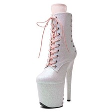 8" Pole Dance Boots Women Stiletto Platform Ankle Heels Exotic Shoes