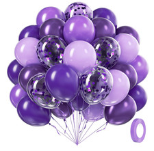 100pcs Purple Balloons, 12inch Light Purple Balloons with Metallic Dark Purple