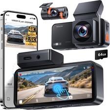 Dash Cam Front and Rear: 4K 2.5K Dash Camera for Cars - Dashcam Built-In WiFi...