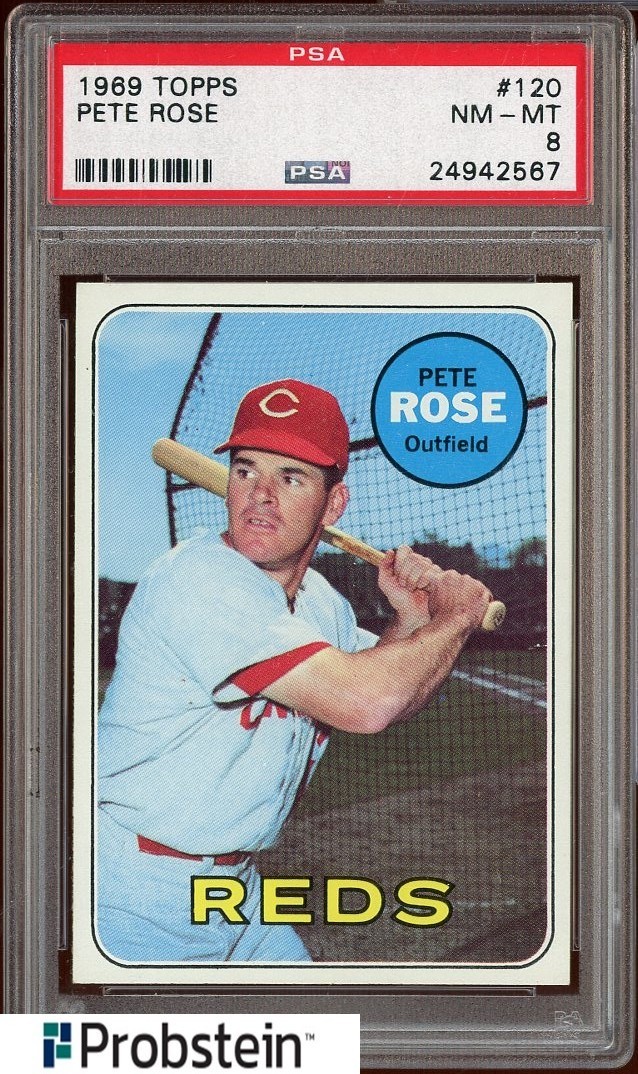 1969 Topps #120 Pete Rose Cincinnati Reds PSA 8 NM-MT