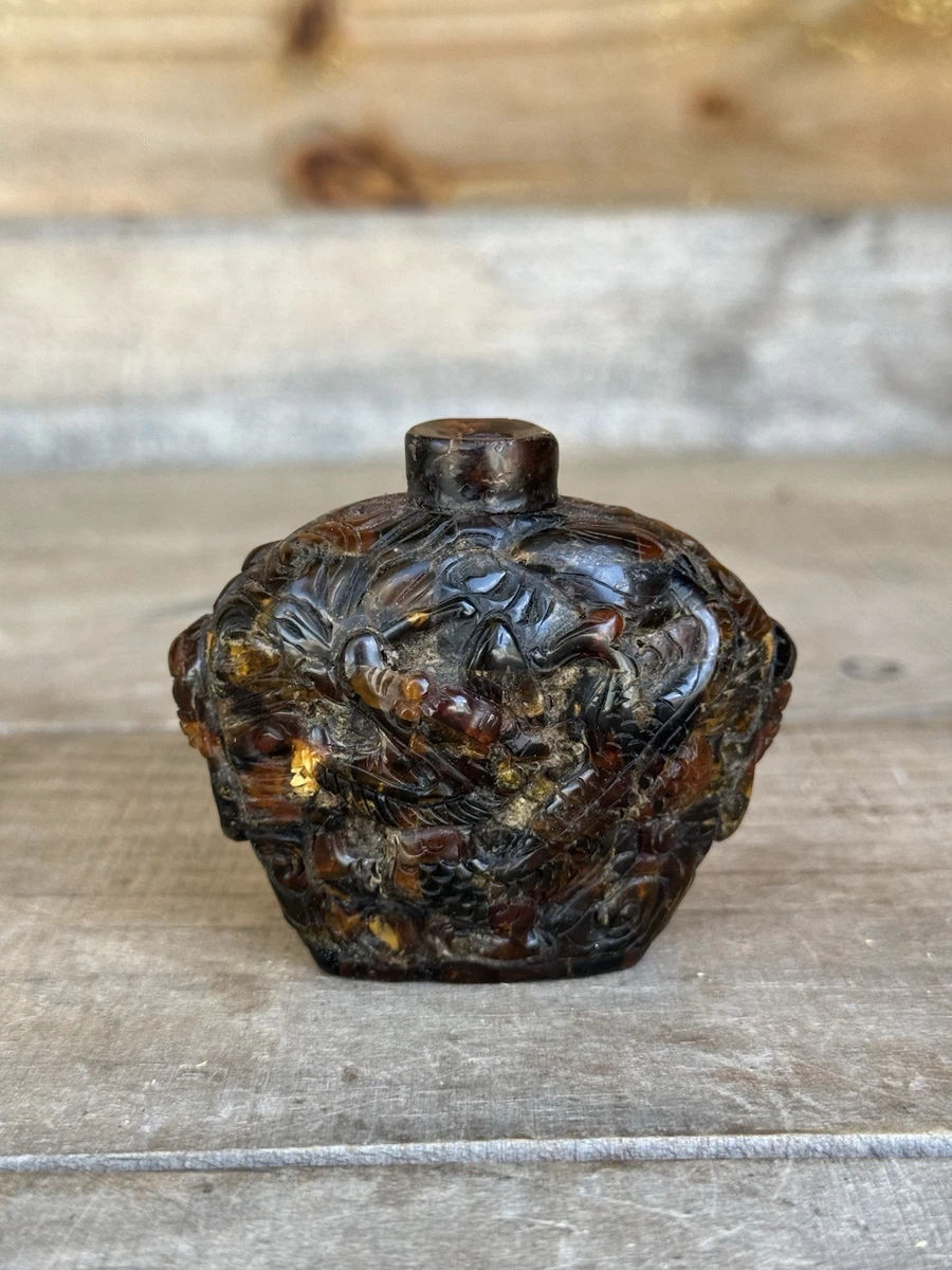 琥珀主要古董中国鼻烟壶| eBay