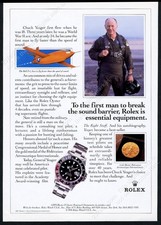 1990 Rolex GMT Master II watch Chuck Yeager Bell X1 plane photo vtg print ad