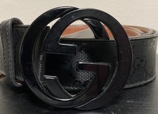 Autentica cintura Gucci Imprime in tela con monogramma, fibbia GG, taglia 100/40