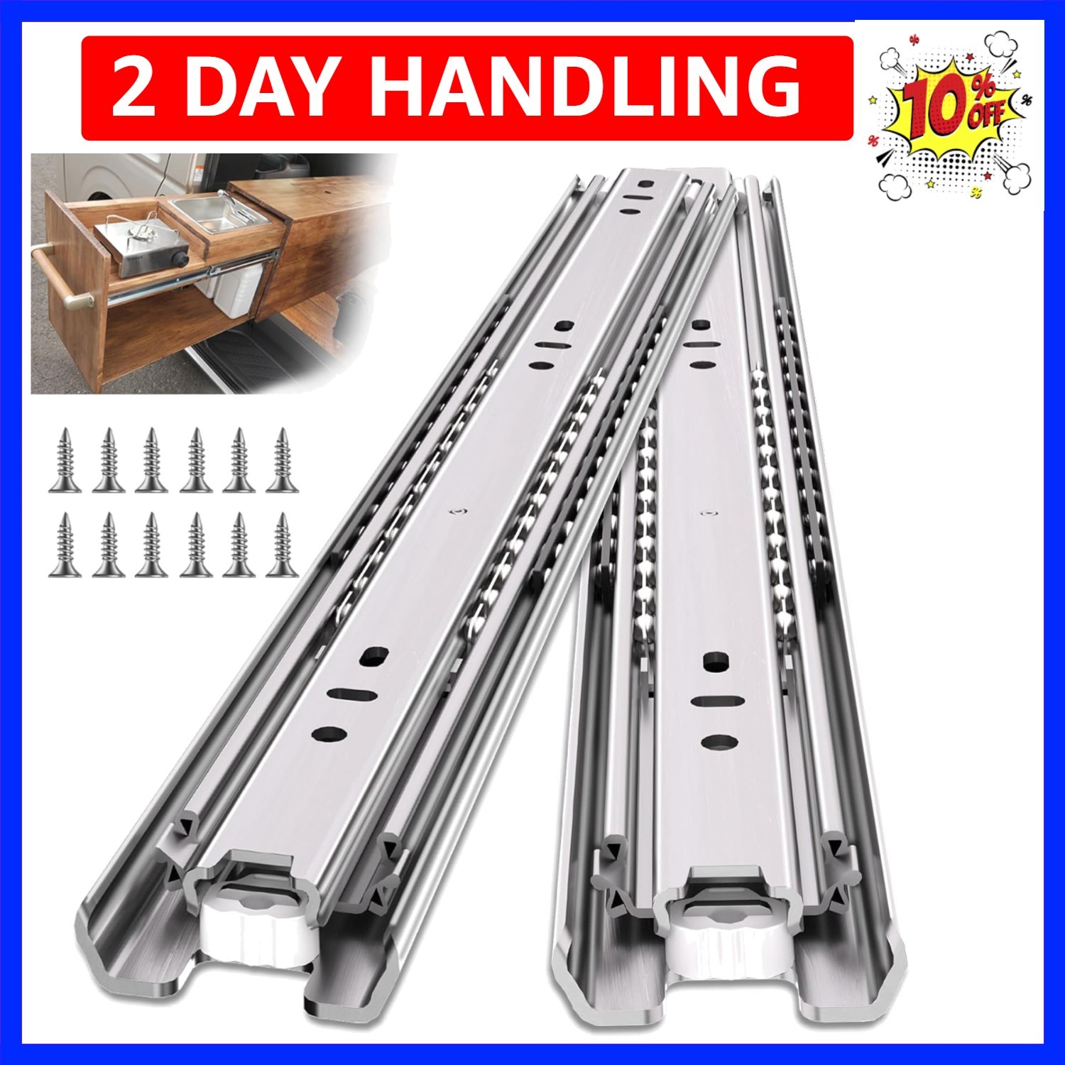 1 Pair 200 Lbs Heavy Duty Drawer Slides,8 10 12 14 16 18 20 