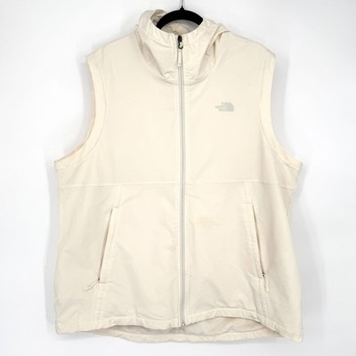 The North Face Womens Size XXXL White Ivory Hooded Softshell Vest Fleece Lined