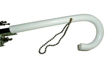 Vintage Umbrella White Hook Handle Distressed Fabric in need of restoration