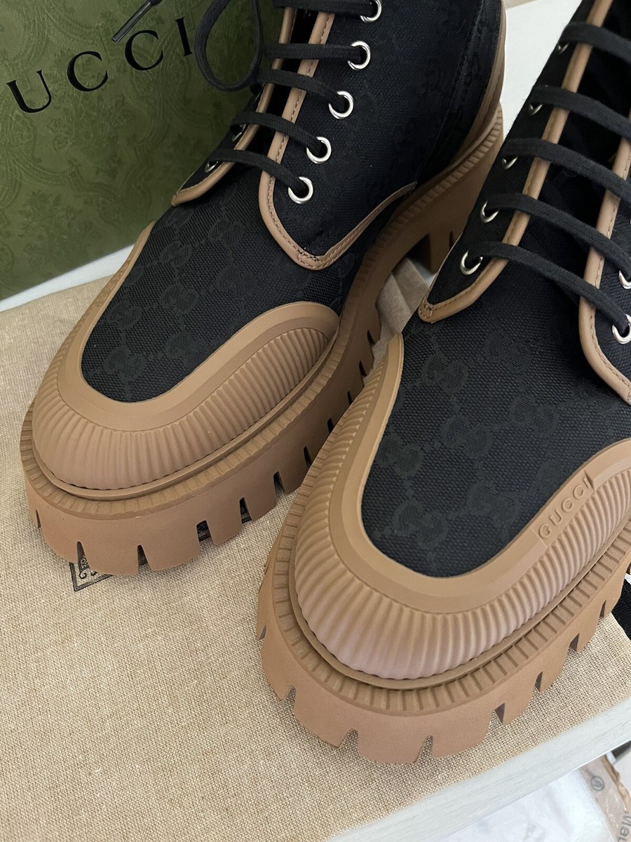 NIB GUCCI Men's Monogram Blended Fabrics Street Style Boots G9.5