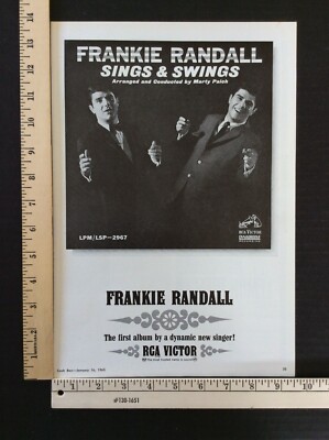 Rare Original VTG 1965 Frankie Randall Sings RCA Poster Style Music Ad Art Print