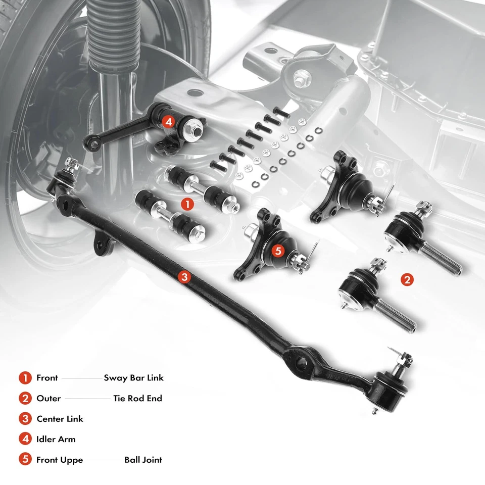 8x Eslabones de barra estabilizadora delantera con extremo de varilla de amarre de rótula para camioneta Toyota 1984-1988 tracción trasera Foto 2 de 4