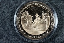 1936 - Franklin Mint History of US Roosevelt Re-elected by Landslide! #J05171