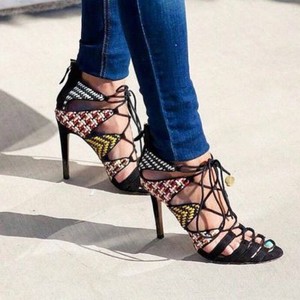 black multicolor heels