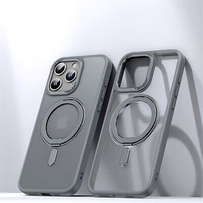 For iPhone 15 16 Pro Max 14 13 12 11 Mag Safe Magnetic Ring Stand Matte Case
