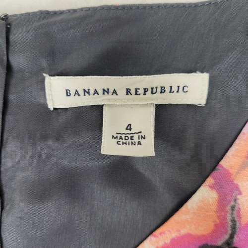 Banana Republic Womens Dress Size 4 Sheath Size 4 Gray Floral Knee Length K2 - Picture 4 of 11