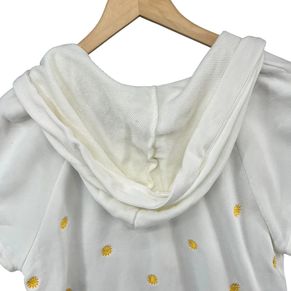 Splendid X Gris Malin Sudadera con Capucha Mujer Blanco Sol Bordado Manga Corta Talla S Foto 3 de 4