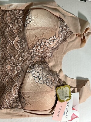 NWT Cecilene Lycra Bra 32A 80A Blush Lace Mesh Tank Ecosil Microsil