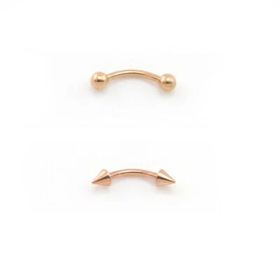 Banana Bar Curved Barbell Eyebrow Navel Bridge Prince Albert ROSE GOLD - Image 1 of 3