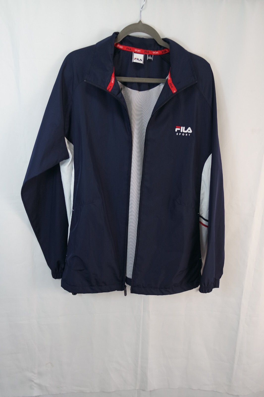 Giacca frangivento leggera Fila Sport manica lunga taglia L rossa bianca e blu