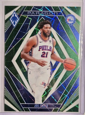 Joel Embiid 2023-24 Panini Phoenix Paragon Green Lazer Prizm 85/175 Philadelphia