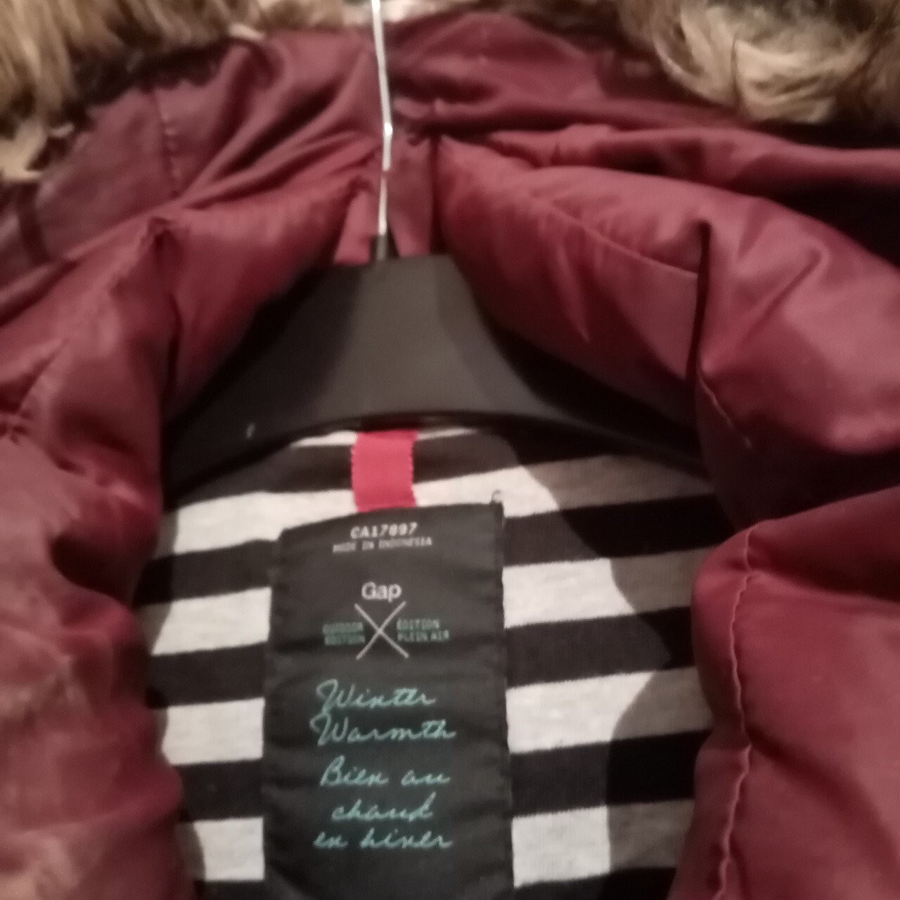 Gap Maroon Feathered Down Puffer Jacket Coat Size… - image 2