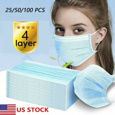 Lot of 4 Layer Face Mask Mouth Nose Protector Respirator Masks with Filter