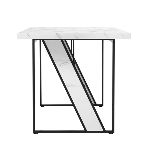 Esstisch 160x80cm Rechteckiger Marmormuster Küchentisch für 4-6 Personen schwarz - Bild 8 von 13