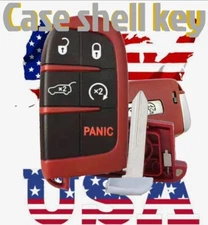 Red For Dodge Durango Jeep Grand Cherokee Remote Key Fob Cover Shell Case