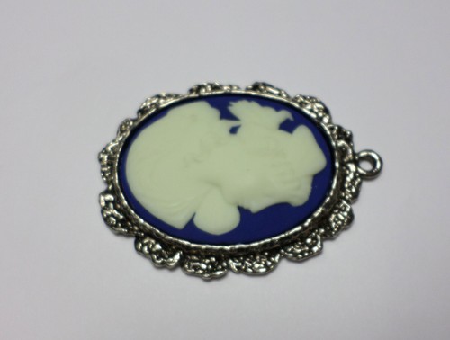 70x51mm Vintage France Porcelain Right Face Victorian Woman Cameo Silver Pendant - Picture 7 of 12
