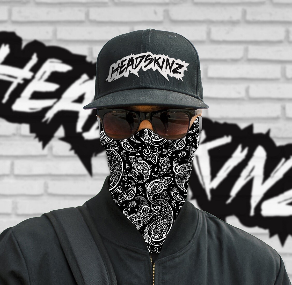 Black Paisley Face Mask Bandana - Urban, Motorbike, Gym & Snow Wear-image