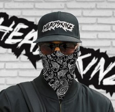 FACE MASK / BANDANA - PAISLEY BLACK - Urban wear, Motorbike, Gym, Snow wear 