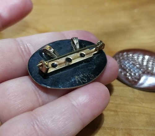 3 Anita Silverstein copper Enamel pins, brooches. Textile texture - Picture 6 of 8