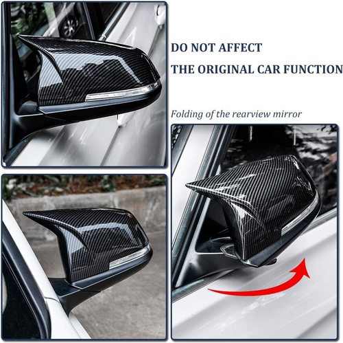 Mirror Caps Gloss Black with Carbon Fiber Pattern Compatible with 1 Series F20 2 - Picture 2 of 7