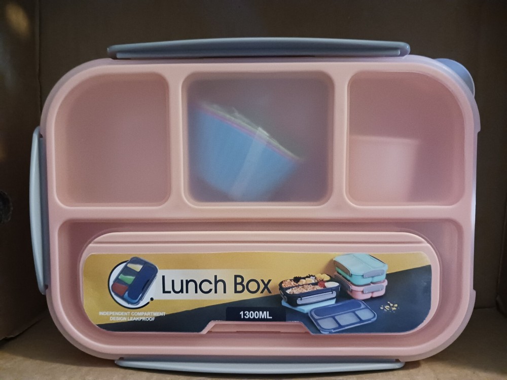Bento Lunch Box 1300ML Pink with 4 Cupcake Inserts for Adults Kids